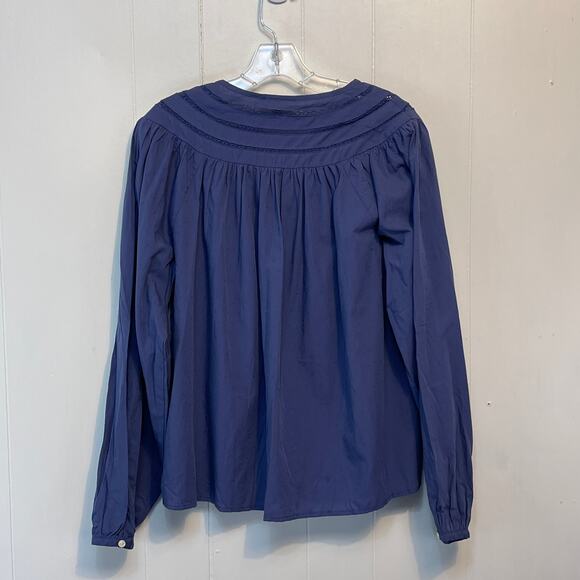 New Universal Thread Womens Blouse XS Blue V Neck Long Sleeve Lightweight Boho - Picture 4 of 13